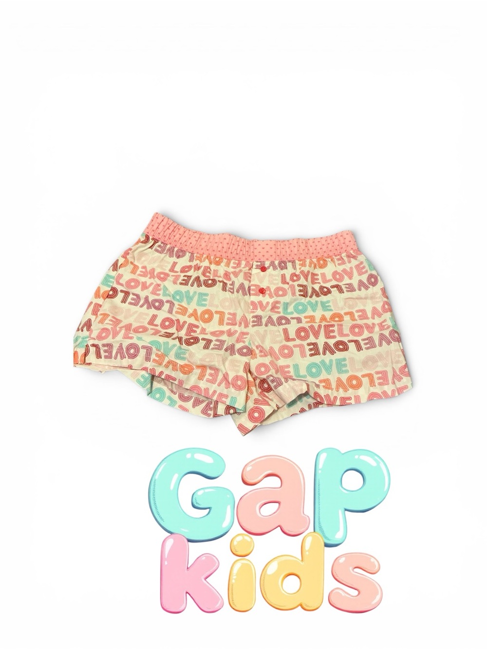 GAP Kids Pastel Heart Print Elastic Waist Shorts - Pink, Peach, Teal